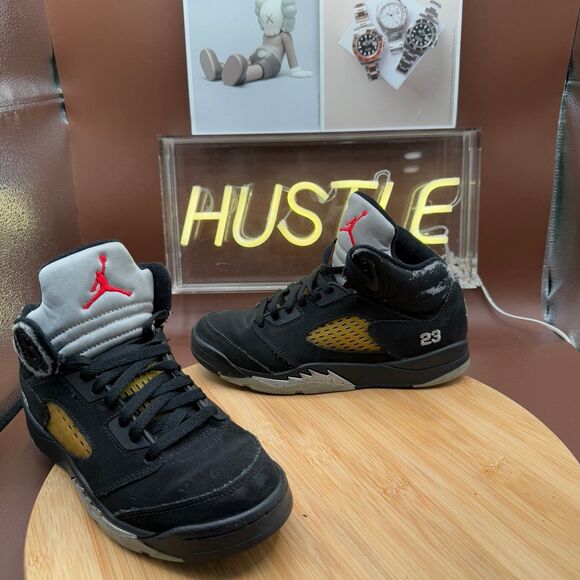 Nike Air Jordan 5 Retro (2006) Black Metallic (PS) Size 2.5Y - Picture 6 of 11
